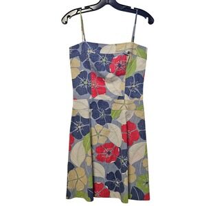 ABS by Allen Schwartz Floral Cotton Sundress Blue Red Green Size 2 319L907